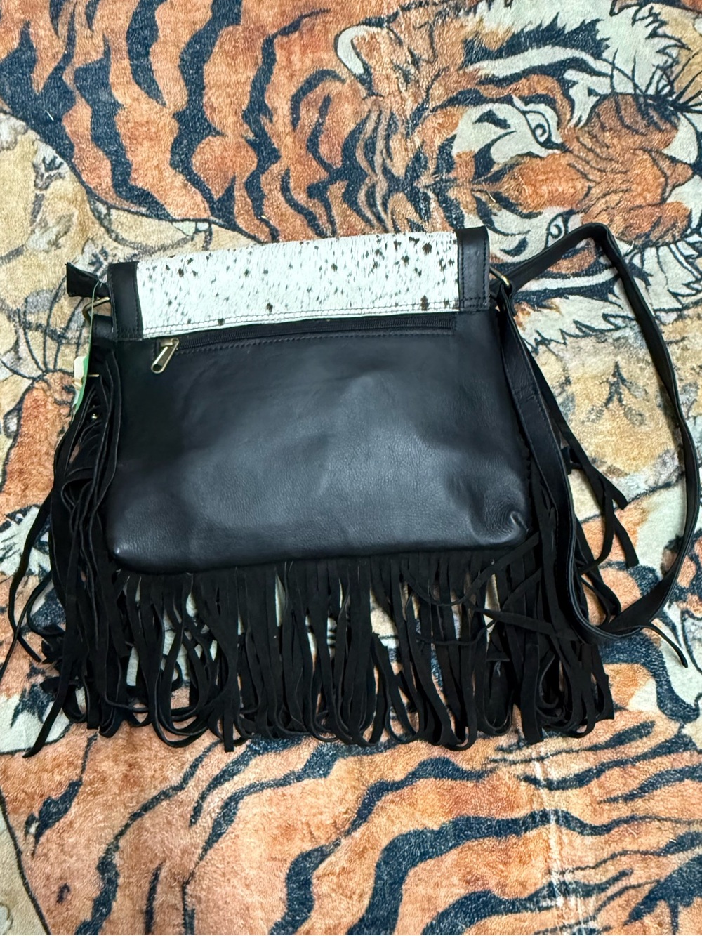 Genuine leather Cowhide w/hair. Fringe Cowhide Crossbody Bag. - Picture 5 of 13